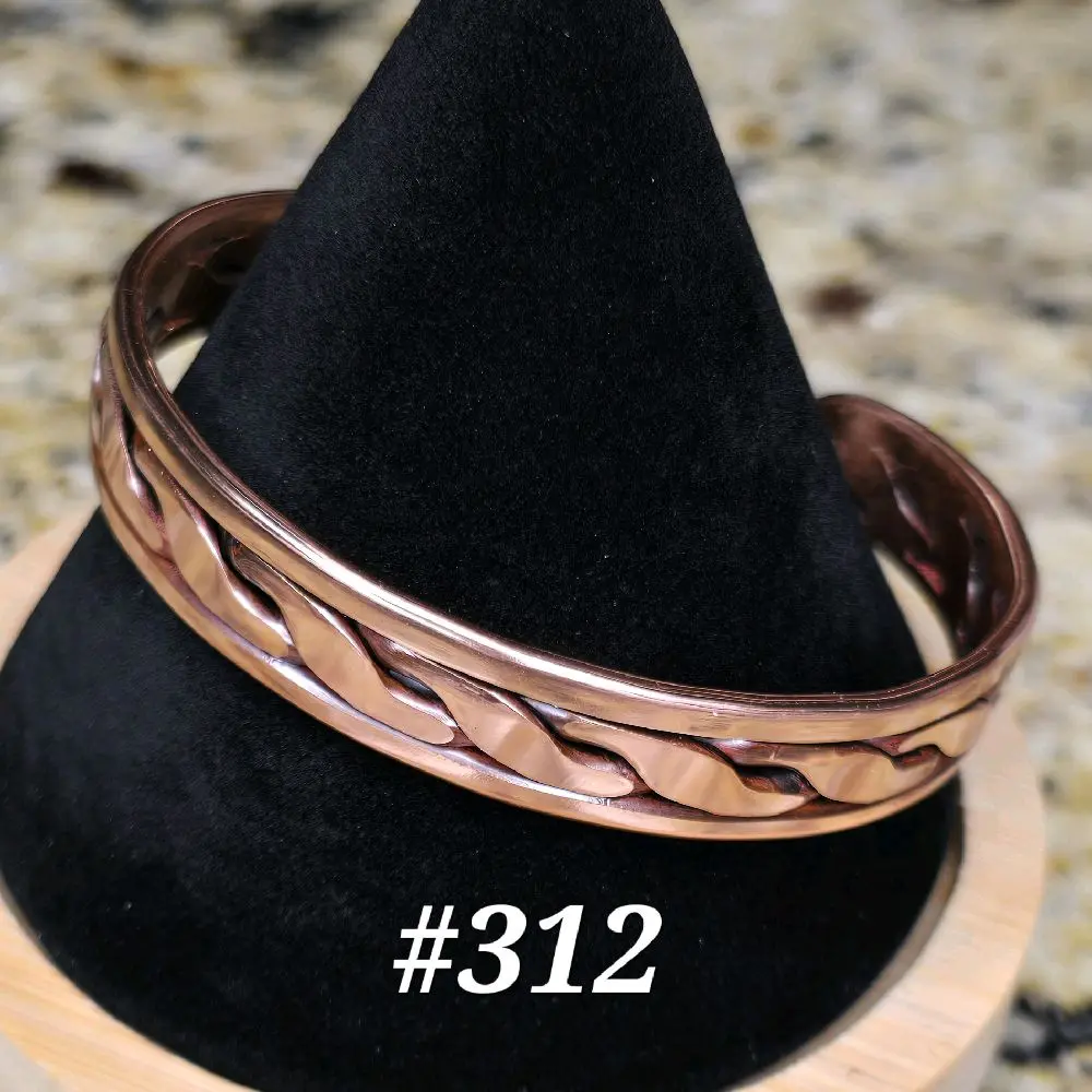 #312 Pure Copper 6 3/8" x 1/2" Cuff Bracelet Handmade Artisan Jewelry Unisex Gift Ready Hand Woven Open Cuff Design Comfortable Daily Wear