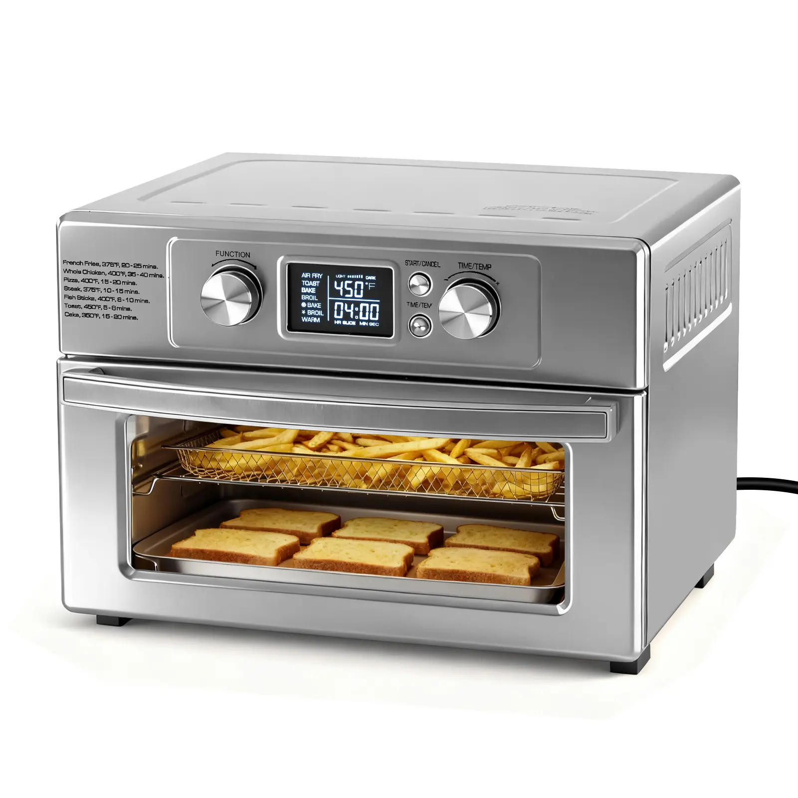 22L 1800W Electric Air Fryer Oven, 120V, 6 Stainless Steel Heating Elements, 450°F, 60-Minute Timer Control 22L 1800W Electric Air Fryer Oven, 120V, 6 Stainless Steel Heating Elements, 450°F, 60-Minute Timer Control