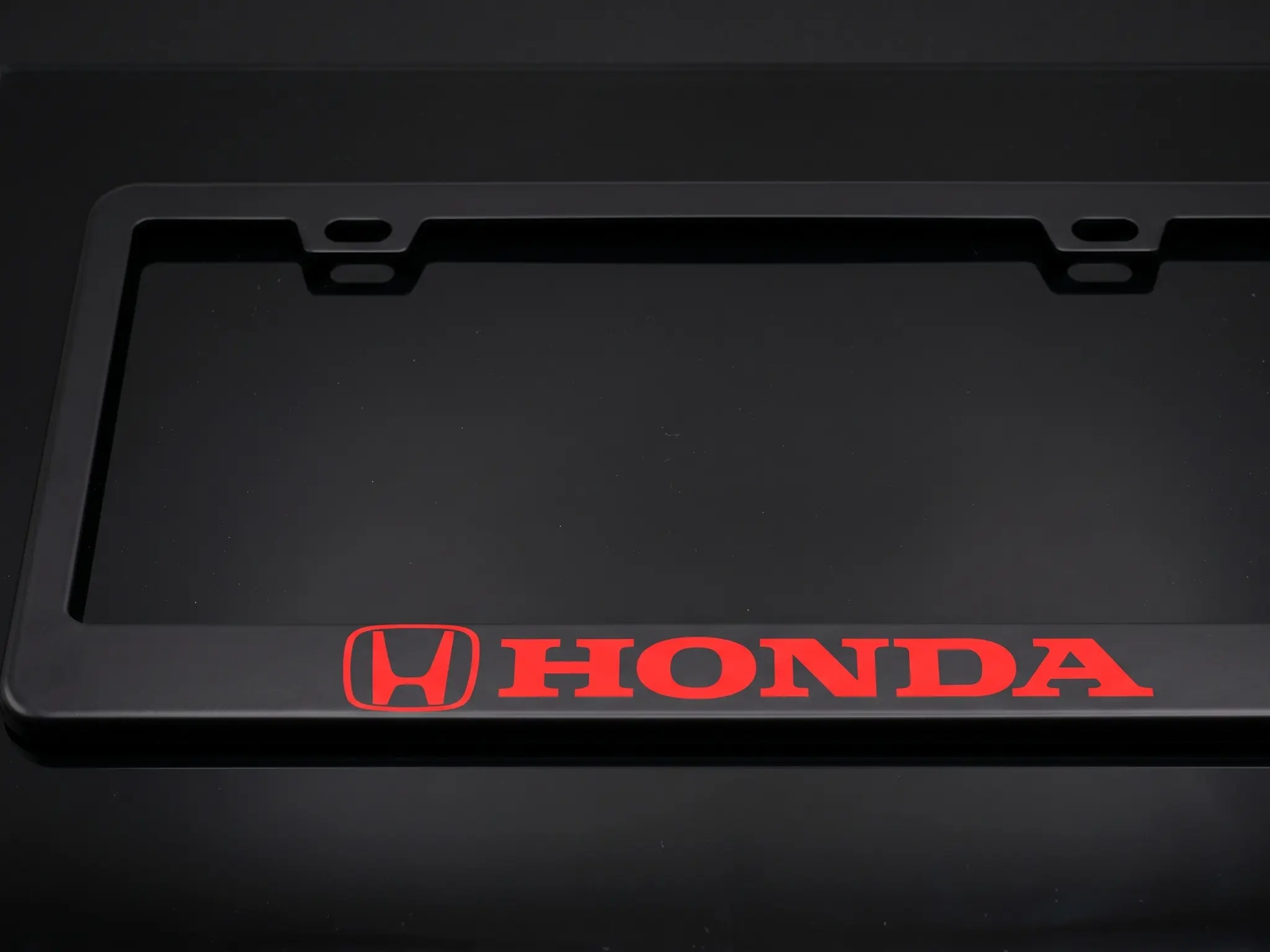 Red Honda License Plate Frame Premium Black Metal