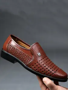 Men's Summer Hollow Out Shoes, Breathable PU Leather Formal Shoes, Business Office Casual Outdoor Footwear, Office Work Footwear, Less Than Ankle Height, Rubber