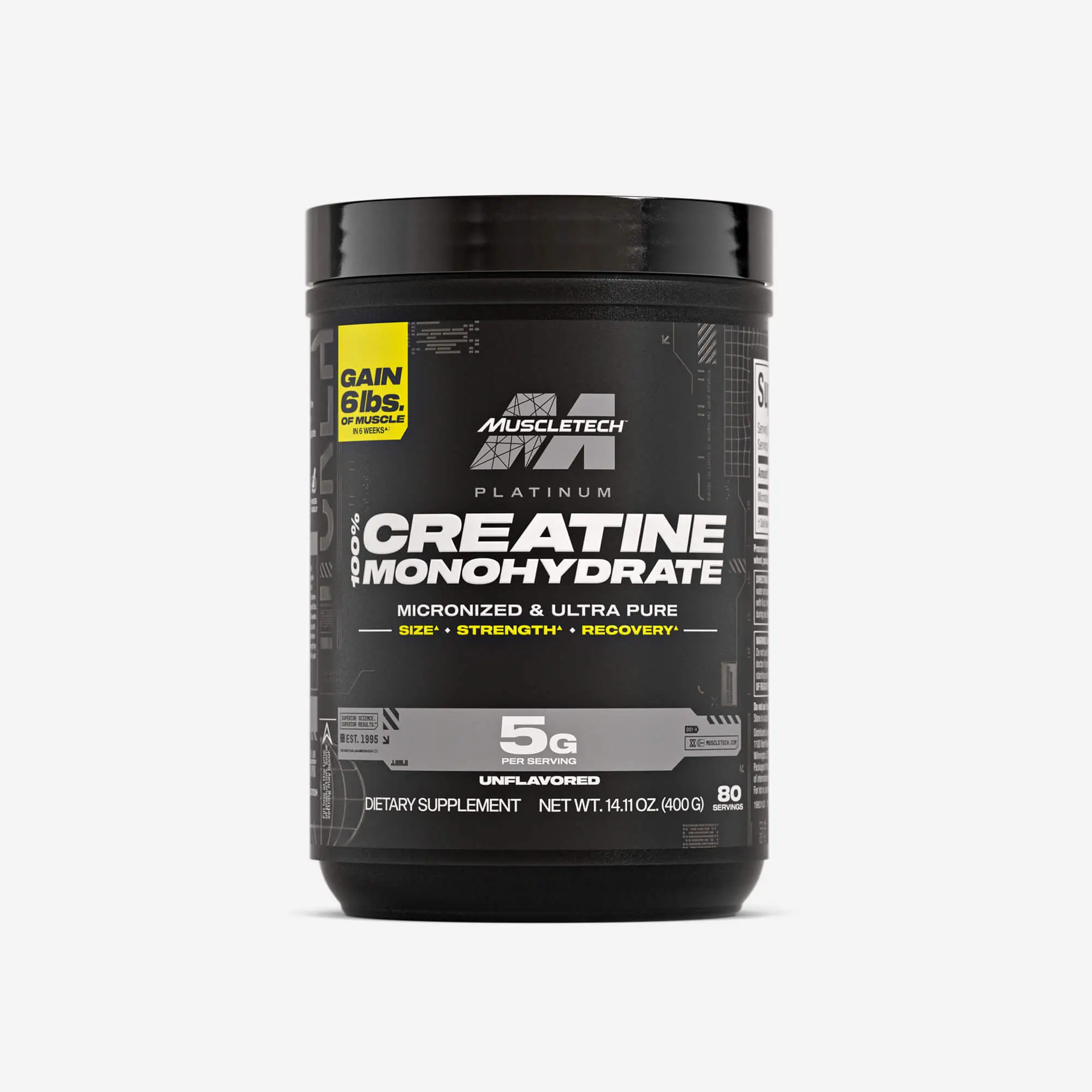 Muscletech Platinum Pure 100% Creatine Monohydrate Powder - Unflavored Micronize...