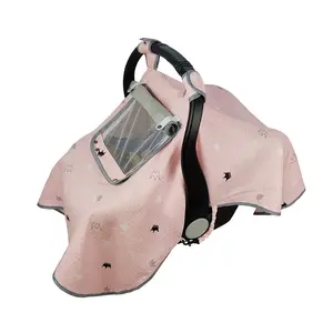 seat Covers for , Muslin carseat Cover Girls, carseat Canopy with Window, Light Weight, fit Summer/Autumn/Spring, Pink Crown,  for gils;