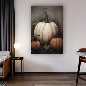 Rustic Fall Art 1pc Wooden Framed Canvas Print Able Pumpkin Still Life |       Vintage Autumn Halloween Autumn Decor Thanksgiving Decoration Room Aesthetics Posters Bedroom Decoration Office Decoration Wall Art Decoration Gifts Ready to Hang