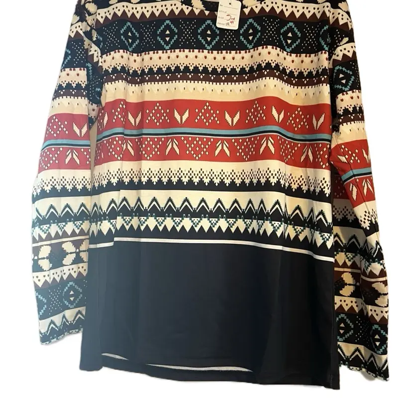 Aztec Style Long Sleeve Top with Bold Tribal Patterns and Comfortable Fit for Everyday Wear