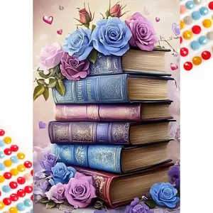 5D DIY Full Drill Round Diamond Painting - Diamond Painting Kit Book Rose Mosaic Canvas DIY Wall Art, Home Wall Decoration, Handicraft