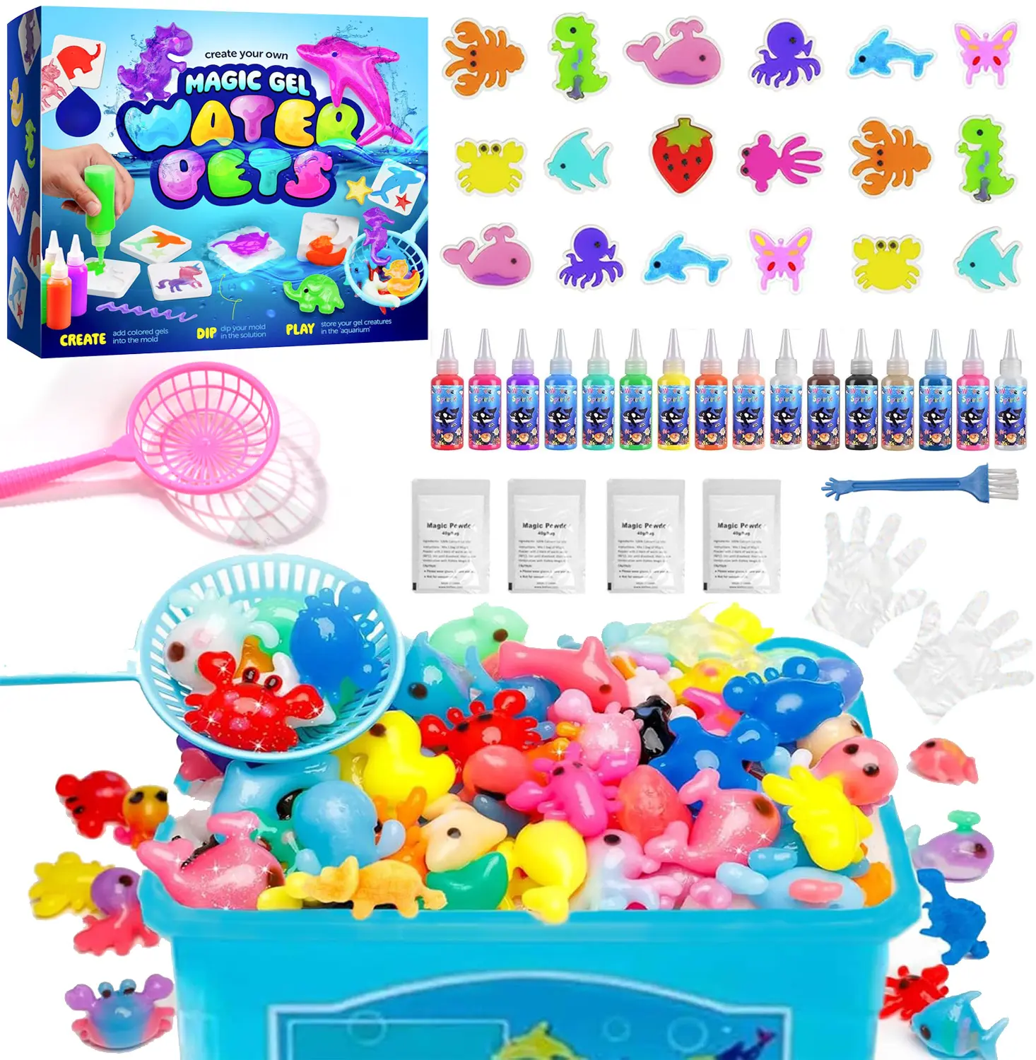 Magic Elf Toy Kits - Waters Pets - Aqua Fairy Water Gel Kit for Kids - DIY Squishy Maker Set - Craft for Kids - Make Your Own Squishies Toys Crafts for Boys & Girls