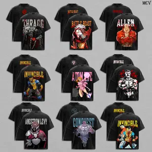 Invincible Viltrumite Collection Washed Tee – Inspired Anime Graphic Double Printed T-Shirt, Menswear Heavy Cotton Unisex Oversize Streetwear Vintage Retro, Multiverse Power Edition