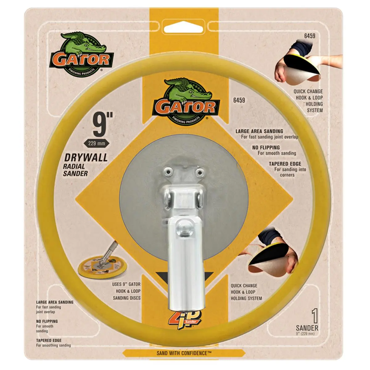 212 MAIN Gator 2002169 9x9 in. Radial Sander - Heavy Duty, Multi-Surface, Pressure-Sensitive for Wood, Drywall Sanding
