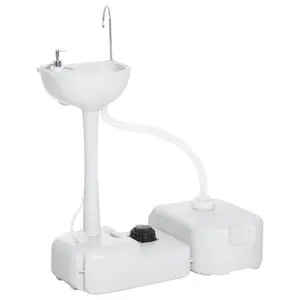 kleankin Portable Camping Sink, Handwashing Station Basin, Rolling Wheels & Soap Dispenser for RV, Outdoor Events, Gatherings, HDPE