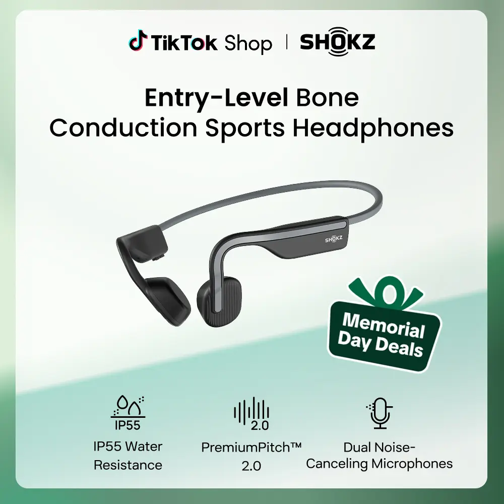 SHOKZ OpenMove - Open-Ear Bluetooth Sport Headphones, Bone Conduction Wireless Earphones, Sweatproof for Running and Workouts