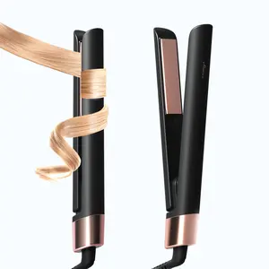 Travel Size 1 Inch Flat Iron for Short Hair, Ceramic Hair Straightener and Curler 2 in 1 with 30s Fast Heating, Portable Curling Iron with Anti-Scald Design, Adjustable Temps, Dual Voltage Black