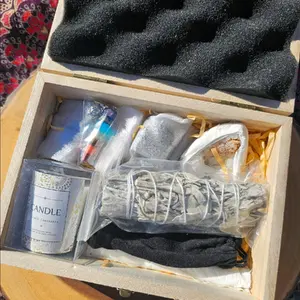 Crystal Starter Kit for Healing with Candle Pendulum Sage Palosanto Selinite Wand & Abalone Shell Intuitively Picked Chakra Crystals