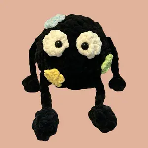 Sootsprite Studio Ghibli Spirited Away Big Crochet Plushies - Black Character with White Eyes and Yellow Flowers