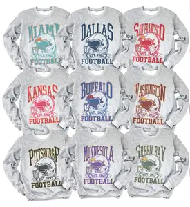 Vintage Football Helmet Graphic Sweatshirt Heather Gray Unisex Football City Pullovers Crewneck Vintage City Helmet Sweater