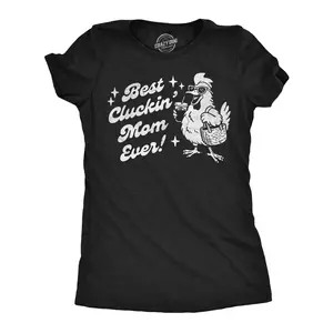 Womens Funny T Shirts Best Cluckin Mom Ever Sarcastic Mothers Day Graphic Novelty Tee for Ladies Funny Womens T Shirts Cute Vintage Fashion Casual Ladies T-Shirt Gift Mother's Day Tops for Women Funny Sarcastic Black -