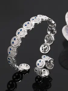 A Set of Two Stylish Smiley Face Adjustable and Ring Sets for Both Men and Women, Suitable for Vacations and Parties, Couples Bracelet Set