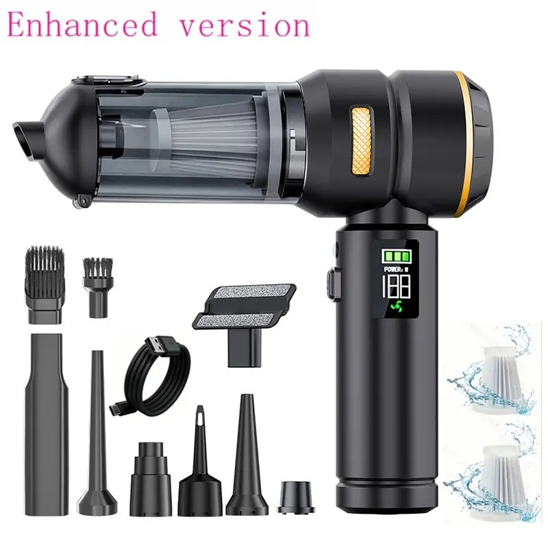 Multi-Functional Vacuum Cleaner for Cars, Home, Office, Camping, Laptop Keyboard Cleaning, Strong Suction, Portable, Multiple Attachments