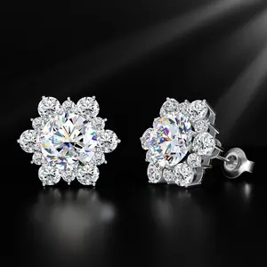 HELLOICE Moissanite Snowflake Stud Earrings 0.6ct/2ct Unisex Synthetic Moissanite Earrings Jewerly Gift HELLOICE Moissanite Snowflake Stud Earrings 0.6ct/2ct Unisex Synthetic Moissanite Earrings Jewerly Gift