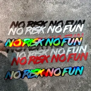 1PC NO RISK NO FUN Car Stickers, Letters Waterproof Vinyl Decals for Vehicle Window, Motorcycle Side Panels, Fuel Tank, Helmet, Bicycle Frame, Top Tube, A Great Gift for A Friend, Decal for Cars