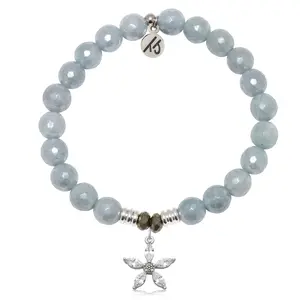 Blue Quartzite Gemstone Bracelet with Renewal Sterling Silver Charm