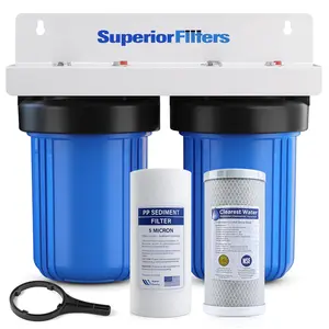 SuperiorFilters NSF Certified Two-Stage Drinking Water Filter System - 5 Micron Sediment & Coconut Carbon Filters for Whole House Filtration