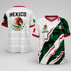 Mexico 2026 WC Soccer Jersey White Green Aztec Warrior Mask Eagle Crest 3D Print Men Women Fan Supporter Tee Casual Street Style 1st 2nd Kit Fall Winter Spring Loose Comfy Gift