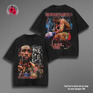 Retro BOXING TERENCE CRAWFORD V2 Oversize Washed Tee, Fighter Graphic T-Shirt, Perfect Gift for Sports Fans men Fabric Menswear 90s
