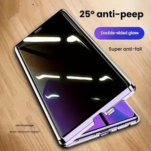 3-in-1 Privacy Protection Magnetic Phone Case for Samsung S25 Ultra S24 FE | Anti-Spy Tempered Glass + Anti-Scratch Lens Cover + Shockproof Screen Protector Smartphone Casing