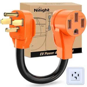 Nilight EV Adapter Cord 30 Amp to 50 Amp 4 Prong Pure Copper New Dryer Outlet to EV Plug Conversion Heavy Duty 10 Gauge Wire Nema 14-30P to 14-50R 30M/50F for Level 2 EVs Using