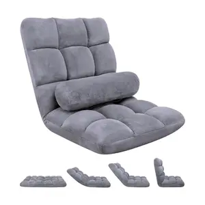 Slendor 6-Position Adjustable Floor Chair with Back Support – Padded Reclining Folding Chair for Gaming, Reading，Meditation & Sleeping