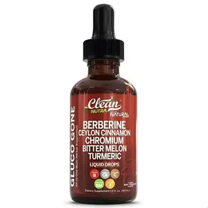 Clean Nutra Berberine, Ceylon Cinnamon, Chromium, Bitter Melon, Turmeric, Glucomannan, Gymnema & More for Natural Wellness Liquid Drop – Gluco Tone