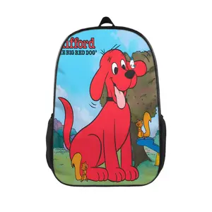 Clifford the Big Red Dog 17" Waterproof Backpack - Lightweight Durable Design, Adjustable Padded Straps & Side Pockets | Commute, Travel, Outdoor Essentials