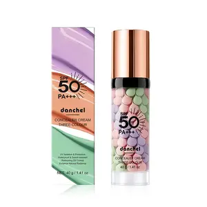 3-in-1 Color Correcting Facial Serum, Moisturizing Primer, SPF 50 PA+++, Brightening Primer for an Even Skin Tone, Oil Control & Refreshing, Purple, Pink & Green Tones