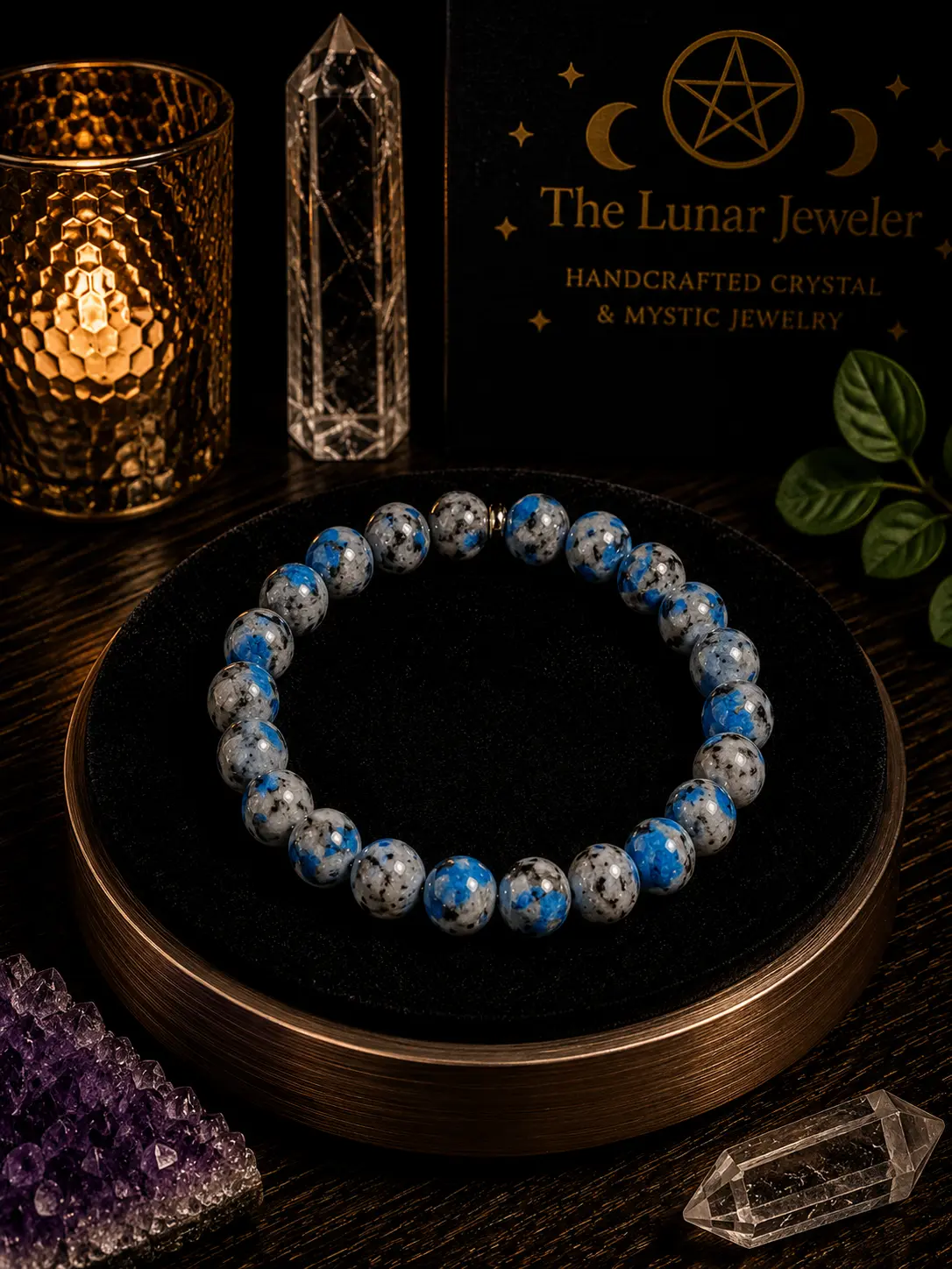 K2 Raindrop Azurite Bracelet – 7.5" Elastic Bracelet