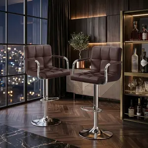 2 Pcs Modern Adjustable Bar Stools 360° Swivel Counter Stools with Backrest and Footrest Height Adjustable Dining Bar Chairs Modern Kitchen Island Stool for Living Room Bedroom Home Bar
