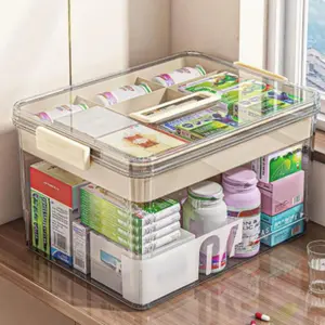Transparent Handle Medicine Storage Box, Large Capacity Plastic Pill Container, Portable Home Organizer, Durable Plastic Storage Box