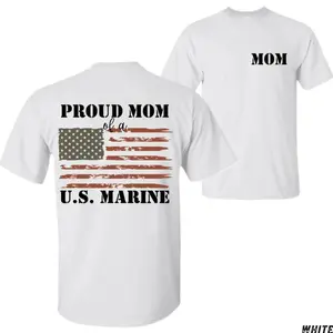Military Mom Proud Mom of a U.S. Marine Shirt American Flag Graphic T-Shirt, Patriotic Marine Family Tee, Gift for Proud Mother, Unisex Support Apparel