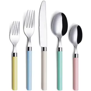 ANNOVA 20 Piece Silverware Set Stainless Steel Pastel Colorful Handle Mixed Set