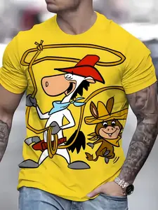 Men's 3D Digital Print Fashion Casual Short Sleeve T-Shirt, Polyester Fabric, Comfortable and Durable, All Seasons Wear