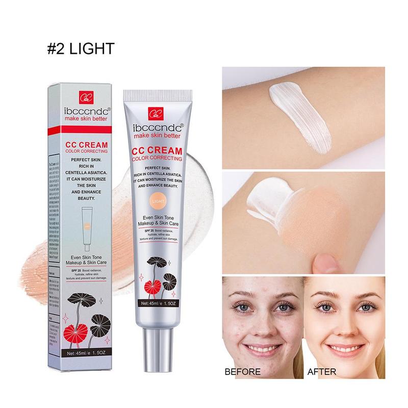 Moisturizing Correcting CC Cream Waterproof Sweat Resistant Base for Makeup Before Concealer Lasting on Skin with Centella Asiatica for Mixed Skin Types Latest Hydration