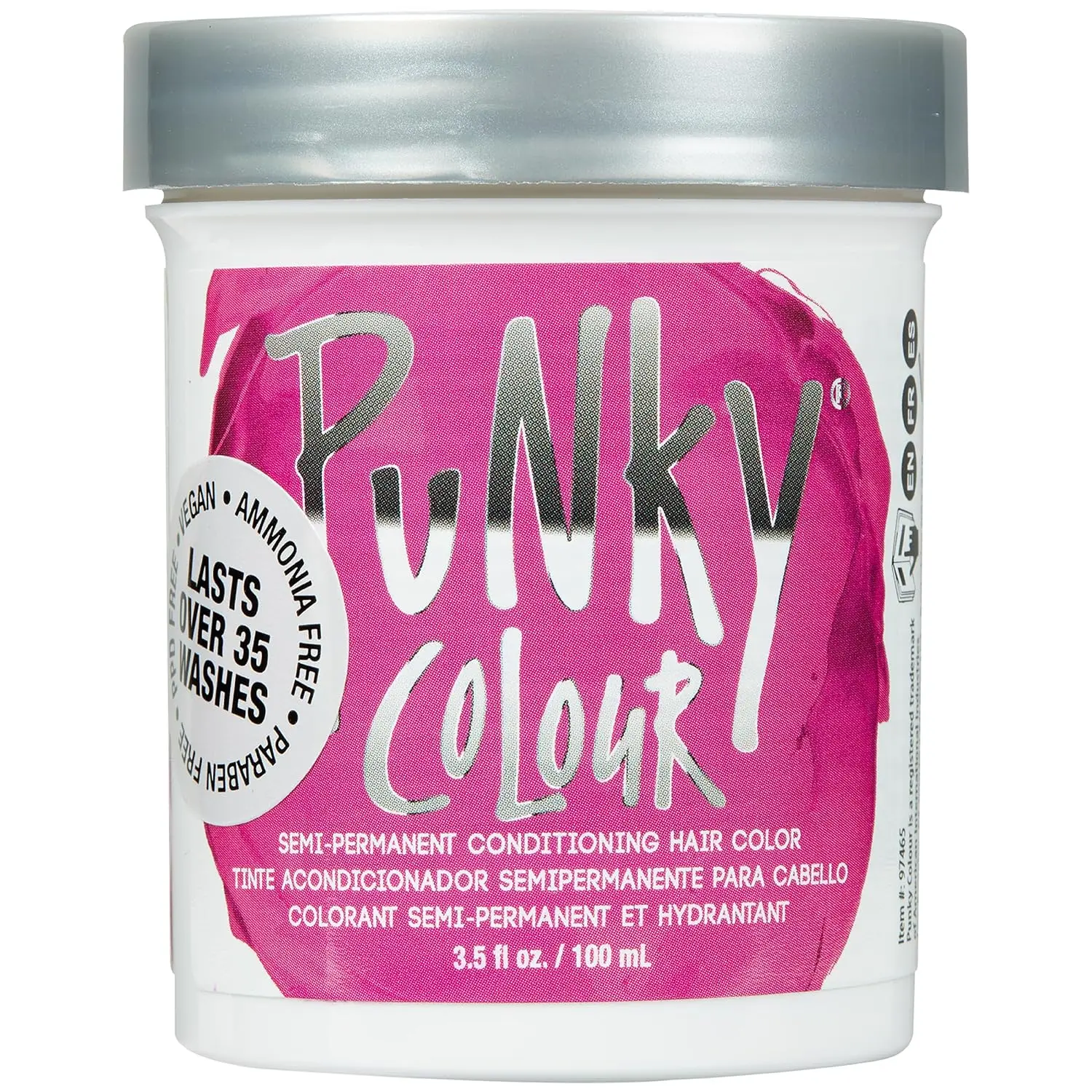 Punky Colour Flamingo Pink Semi-Permanent Alternative Hair Dye - Silky Conditioning Cream with Vegan Keratin, Plant-Based, 35-Wash Longevity, 3.5 fl oz by American International Industries for All Hair Types, Pink Hair Dye