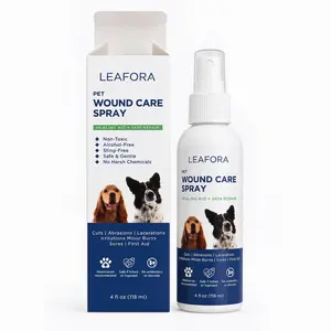 LEAFORA Pet Wound Care Spray, HOCl Skin & Paw Care for Dogs and Cats, Alcohol-Free, Sting-Free, Lick-Safe, 4 fl oz