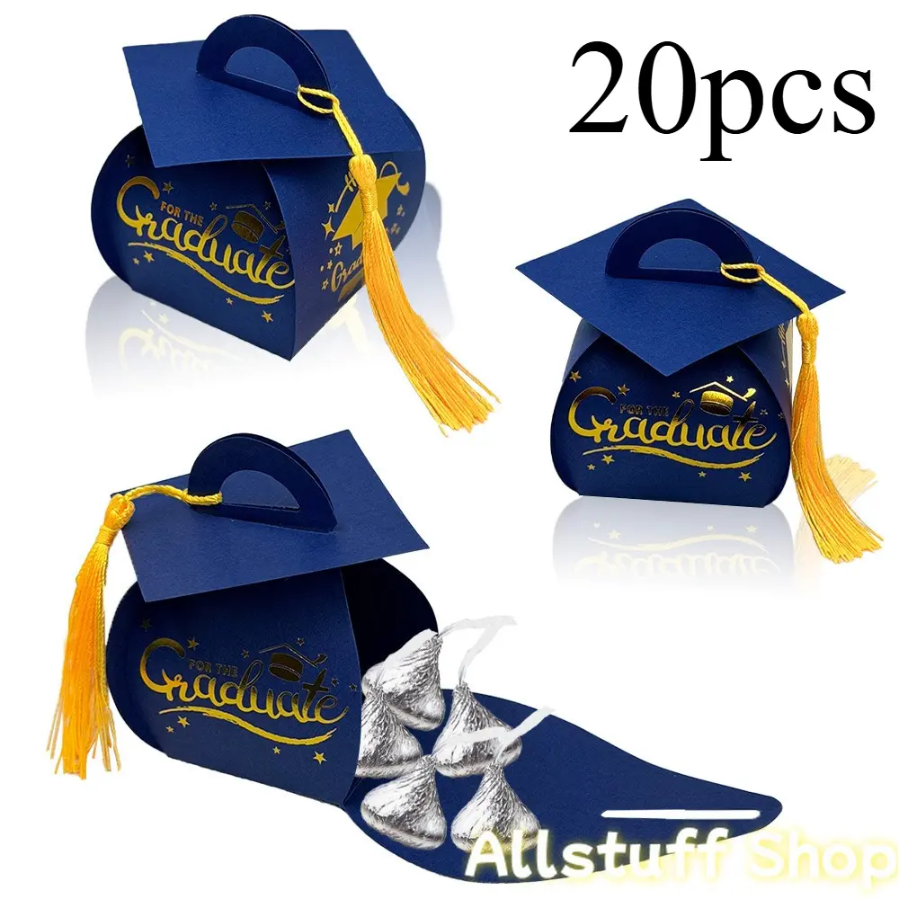 Gift for Her/Him 20pcs Class of 2026 Graduation Cap Gift Boxes with Tassels - Suitable for Grad Party Favors, Table Centerpieces, Cap Decorations, Paper Favor Boxes for Diploma Caps, Class Decorations