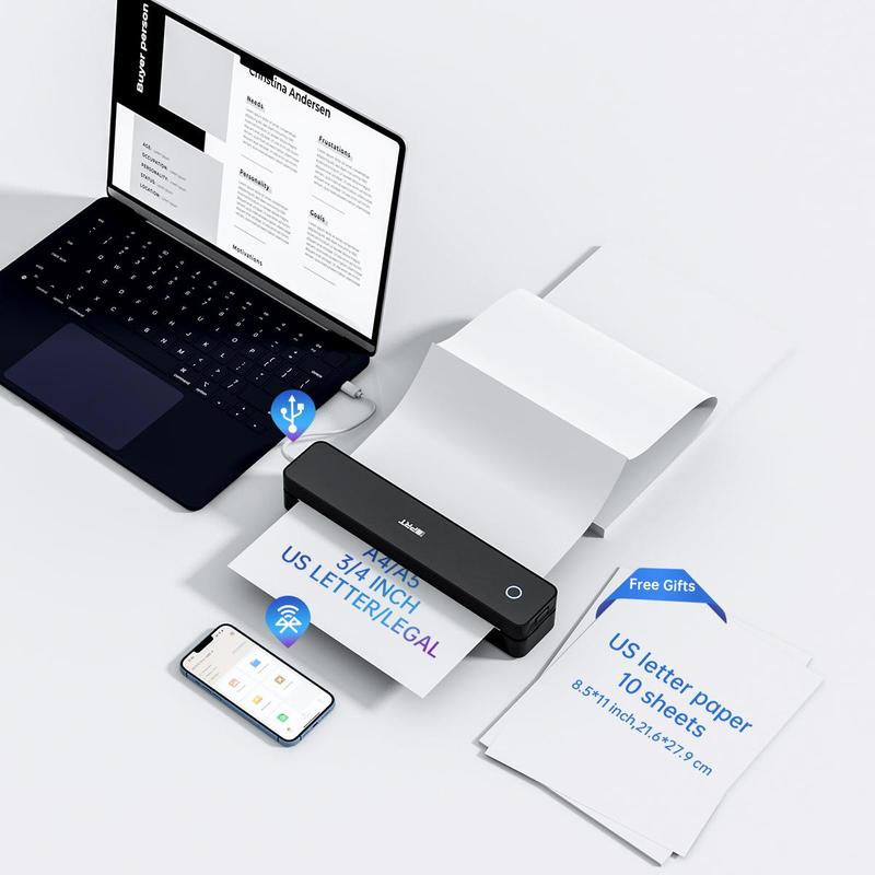 iDPRT Inkless Portable Printers Wireless for Travel, MT610 Pro Bluetooth Thermal Printer Compatible with Phone & Laptop,Support 8.5'' x 11'' US Letter & A4, Inkless Mobile Printer for Office, Home, School Wifi