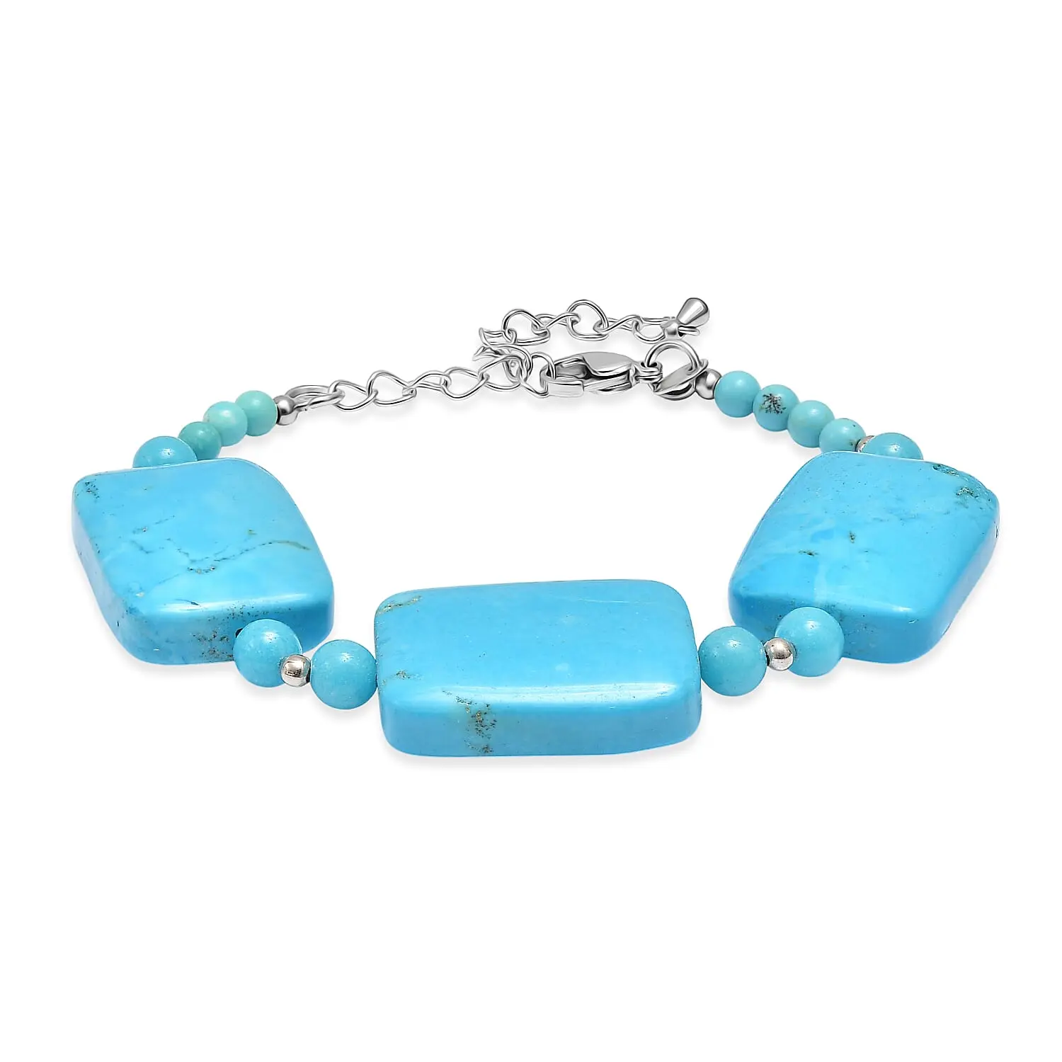 EverTrue Magnesite 175.00 ctw Beaded Bracelet in Stainless Steel (7.25-9.25In)