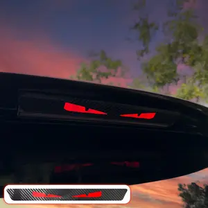 Monster Eyes Car Rear Light Sticker - Cartoon Devil Eyes Tail Light Decal, Carbon Fiber Pattern, Transparent Night Projection, Fun Horror Theme, Self-Adhesive, Single Use, for Plastic and Glass Surfaces, Animal and Fantasy Themed Decal