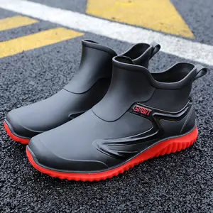 Men’s Short PVC Waterproof Hiking Rain Boots | Non-Slip Multi-Grip Sole, Mud-Resistant Upper, Durable Easy-Clean Finish, Breathable Lining for Camping & Outdoor Work, Unisex Stylish Waterproof Rain Boot
