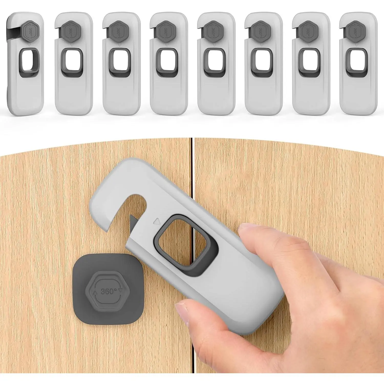 8 Pack Cabinet Locks Baby Proofing, Multi-Purpose Child Proof Cabinet Locks with Strong Adhesive, Safety Baby Locks for Cabinets, Baby Safety Locks for Cabinets, Kitchen Toddler Cabinet Locks