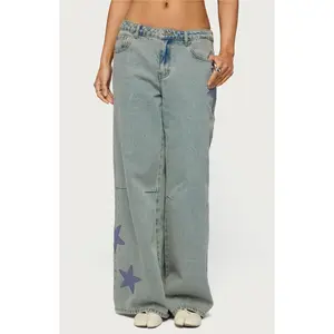 Edikted Women's Trish Stars Low Rise Baggy Jeans