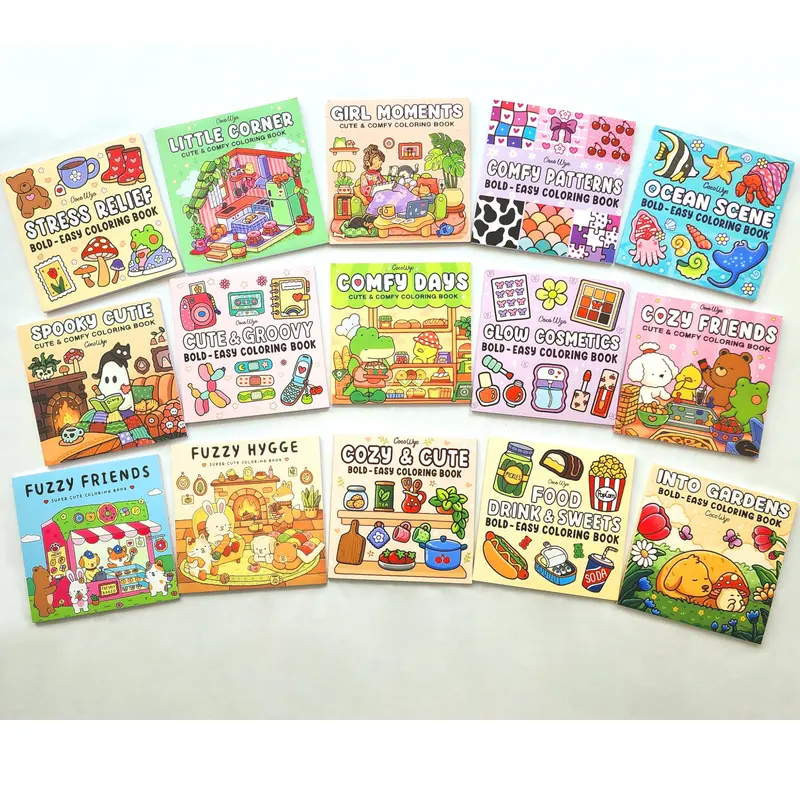 Collection 15 Relaxing Coloring Books for Adults & Teens Super Cute Hygge Animals for Stress Relief Anxiety Reduction Mindfulness Fun Creative Escape Perfect Gift for Boys Girls Adults Kids